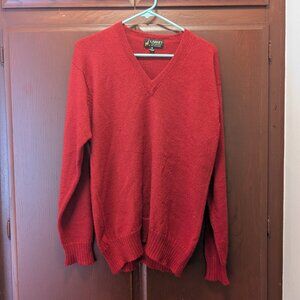 Red V-Neck Sweater - 100% Alpaca